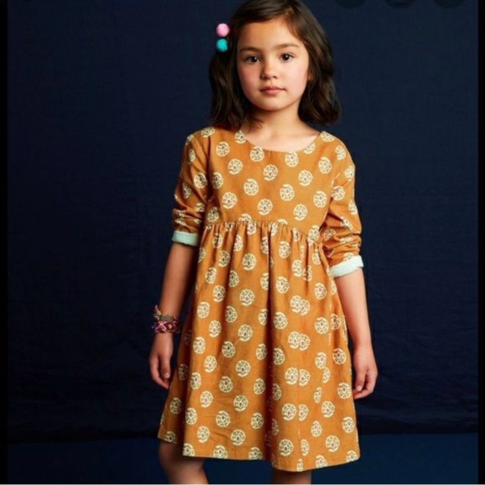 EUC Tea Collection Fall Thanksgiving Floral Corduroy Dress in Orangey Brown 5